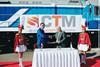 The contract was signed at the Expo 1520 trade show in Moscow. In the background is a TGM8KM diesel locomotive for Cuba, which was on display at the Sinara stand.