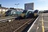 Three Hitachi-built electro-diesel trainsets of Class 800 and 802 meet at Plymouth.