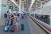 RENFE train and passengers at Valencia station