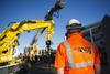 Network Rail engineering works and worker with hivi (Photo Network Rail)