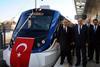 TCDD General Manager Suleyman Karaman and other officials at the launch of commuter services to Aliaga.