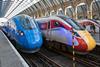 Lumo and LNER trains at London King's Cross