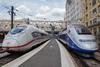 DB and SNCF high speed trains at Paris Est.