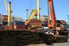 The first load of 18 m long 54 kg/m rail for Ferrocarril Central was delivered to Montevideo from Poland