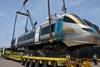 The first Gautrain EMU cars arrive in South Africa.