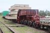 TAZARA 200 tonne well wagon loaded with concrete blocks for testing