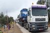 Diesel locomotives for Ethiopia being delivered by road from Djibouti by Steder Group FZCO.