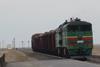 First revenue train on the 75 km rail link from Hairatan arrives at Naibabad near Mazar-i-Sharif in Afghanistan.