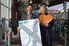 Go-op Alex Lawrie and Kate Whittle with map at Taunton station