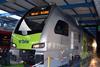 Roll-out of new Stadler Rail double-deck KISS electric multiple-unit for Swiss railway BLS.