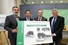 Government officials unveil Granada's light rail vehicle.