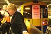 Mayor of London Boris Johnson and East London Line train.