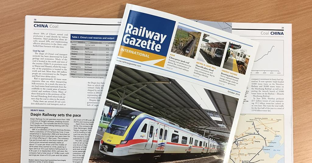 Feature articles in the October 2016 issue of Railway Gazette