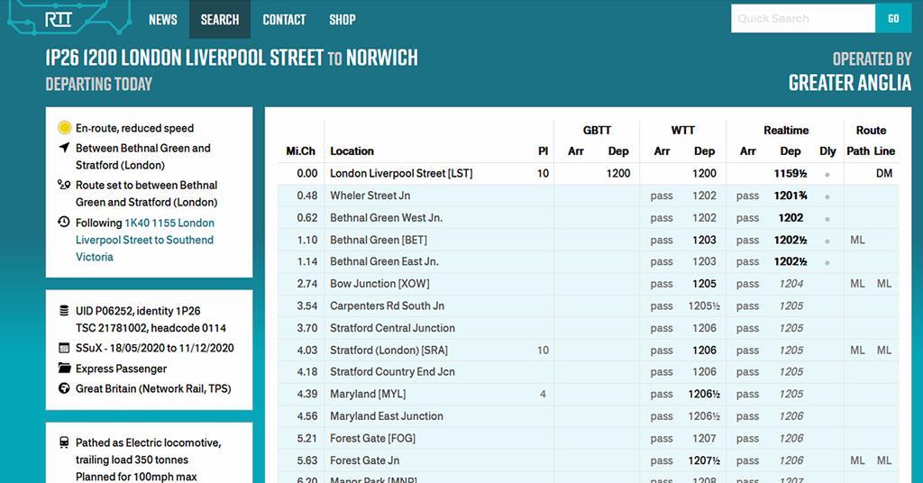 Real Time Trains Advanced Maps Track Your Train As Signalling Data Added To Realtime Trains | Rail  Business Uk | Railway Gazette International