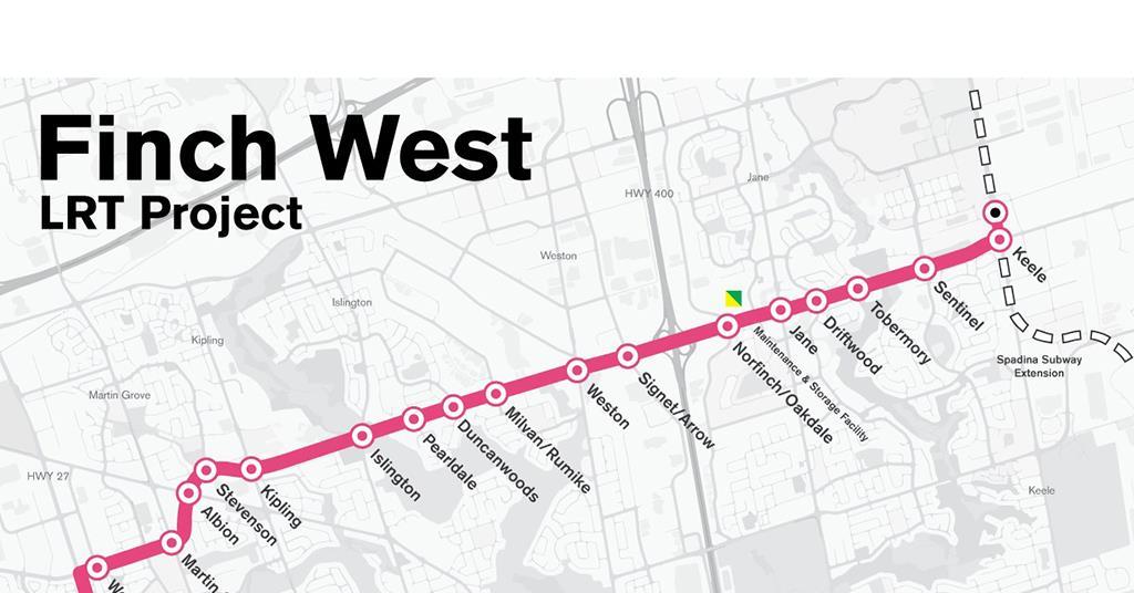 Finch West Lrt Map Finch West Lrt Requests For Proposals Issued | News | Railway Gazette  International