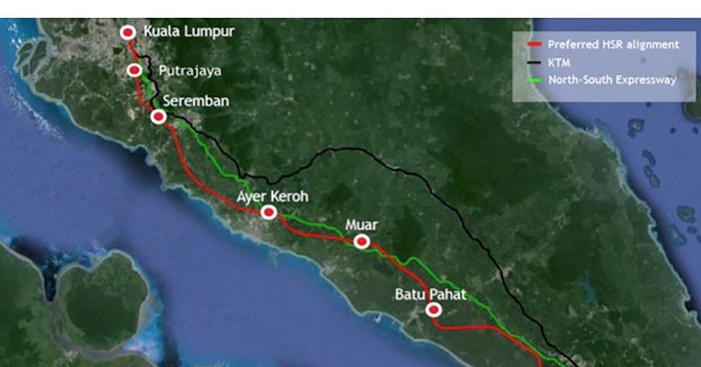 Kuala Lumpur Singapore High Speed Rail Proposal Revived News   58901 Tn My Sg Highspeedrail Map 09 Crop 