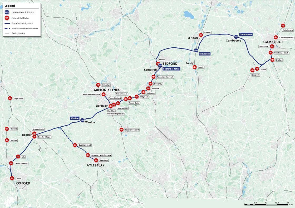 East West Rail plans updated and Bedford Cambridge preferred route