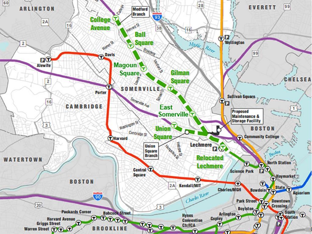 green line extension map Boston Green Line Light Rail Extension Contract Awarded Urban