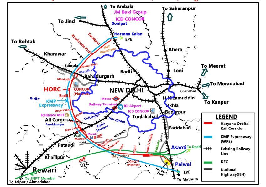 New Delhi Railway Map Cabinet Approves Haryana Orbital Rail Corridor To Decongest Delhi | News |  Railway Gazette International