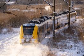 lv-Vivi EMU arrives at Tukums II stn Jan 2025-shutterstock_2571077375