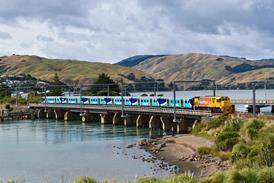 Capital Connection commuter service at Plimmerton; Service is run by KiwiRail (other Wgtn metro commuter services run by Metlink)