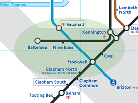Map of London Underground’s Northern Line extension to Battersea.