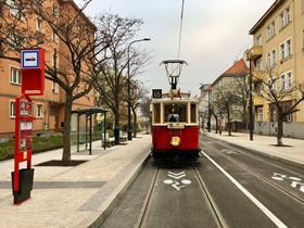 Praha old tram on extension
