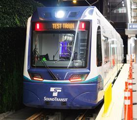 Seattle Link light rail test run (image Sound Transit)
