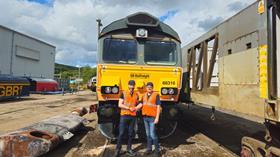 After inspection and handover at Longport 2nd September 2025. From left to right;  Michael Grosmaire,  Head of Asset Management at Akiem, Bob Tiller, GBRf Engineering Specialist