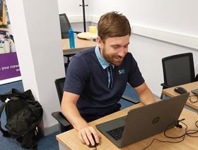 Joshua Pollock, Trainee Driver taking an ICT test