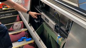 OXONOX handrail sanitising device installed inside Manchester Piccadilly escalator