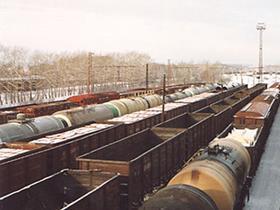 Russian freight wagons.