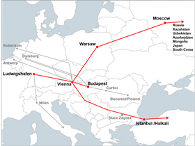 Hupac's weekly Warszawa – Wien service