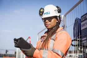 HS2 worker hard hat