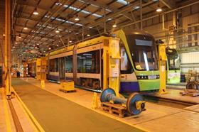 London Trams Therapia Lane depot With Stadler Croydon Tramlink tram (Photo TfL)