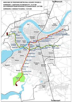 Ahmedabad And Surat Metro Electrification Contracts Awarded Metro   57395 31972 Insuratmetroprojectmap 358066 483644 