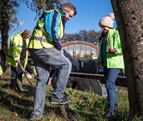 Planting flowers for Rotary Club