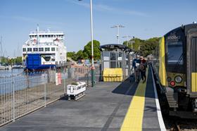 Change from train to ferry at Lymington Pier (Photo Wightlink)