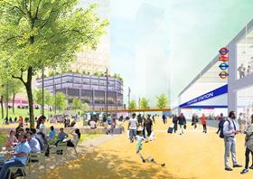 Stratford Illustrative View Station Square towards Carpenters Estate_Future