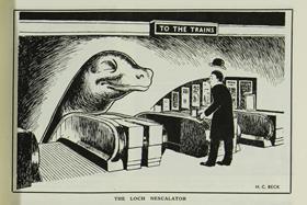 The Lock Nescalator cartoon by Harry Beck January 1931 (Image TfL)