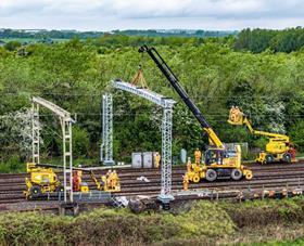 Signal gantry replacement at Warrington, as part of Tranche 5 works
