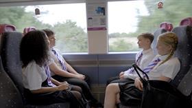 School children on a c2c train