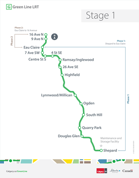 Calgary Green Line stage 1 map