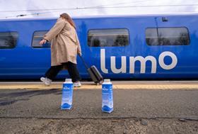 UK first, recycable cartons of water on board Lumo trains - Sandy Young PA Media
