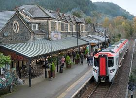 1st TfW Class 197 in passenger service 1137 Blaenau to Llandudno at Betwys-y-Coed 141122 TM06