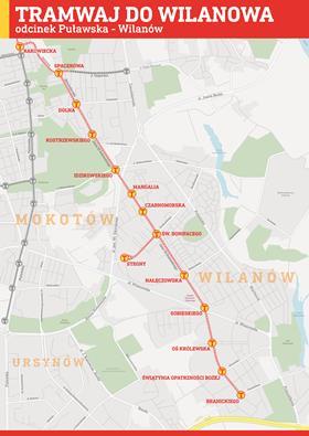 Warszawa Wilanow tram map