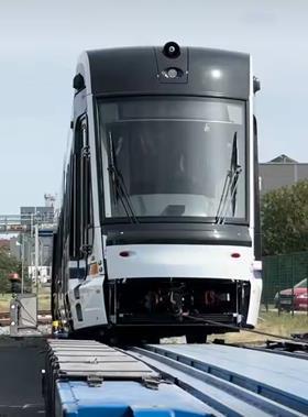 Delivery of the 60 m long ForCity Smart tram to RNV (source Škoda Group video ctop)