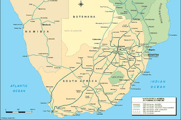 South Africa, Namibia, Botswana & Eswatini - country map | Country ...