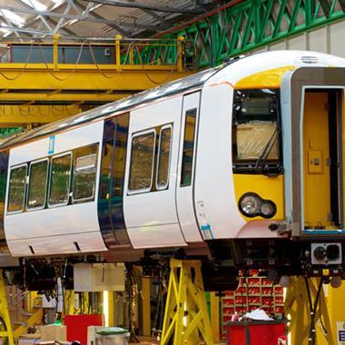 EMU assembly at Bombardier Transportation's Derby factory.