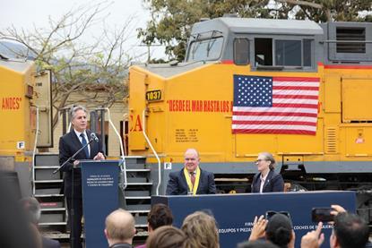 Blinken at Caltrain announcement in Lima (Photo US Embassy in Lima)